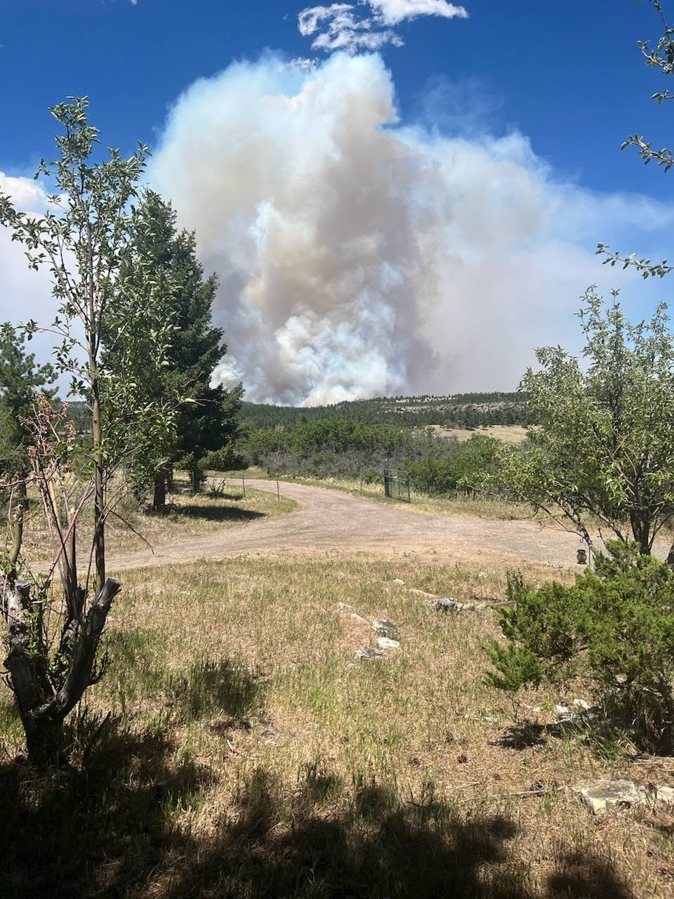 Smoke from the Aspen Acres Fire near Rye Colorado